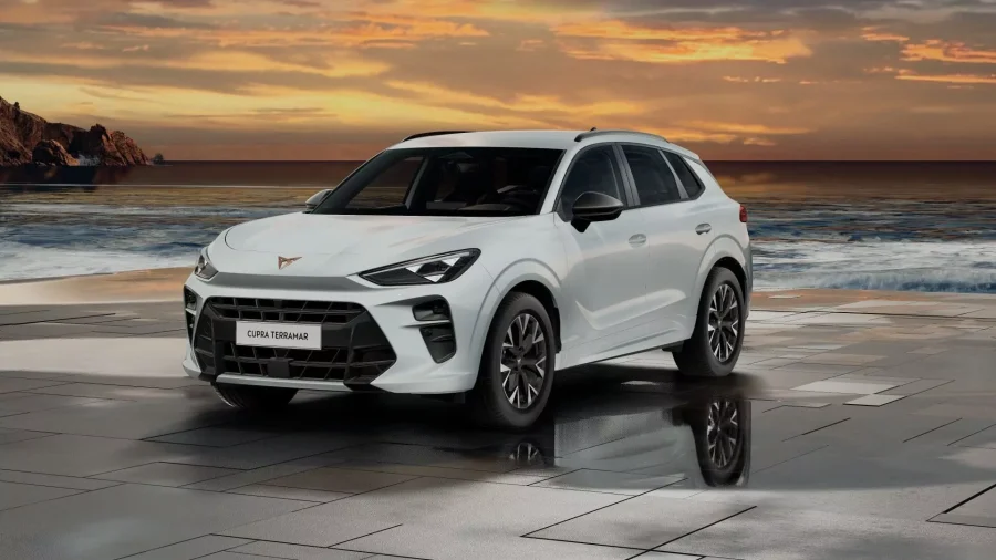 Renting Coches Cupra Terramar1.5 eTSI 110kW DSG Blanco Glacial (Metalizado), Gris Timanfaya (Metalizado)