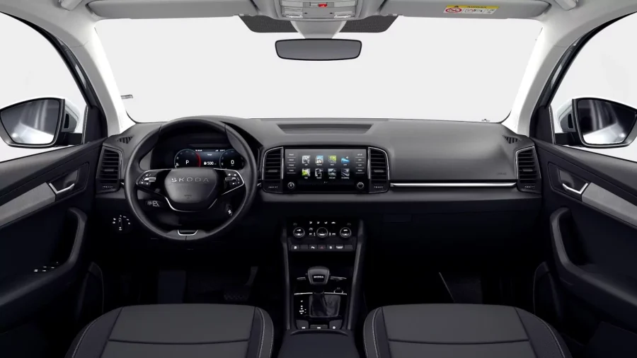 Renting Coches Skoda Karoq2.0 TDi DSG Selection 4×4 Blanco Luna, Gris Graphite