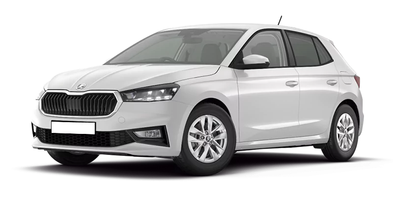 Renting Coches Skoda Fabia-1.0 TSI DSG Selection Blanco Luna, Gris Graphite