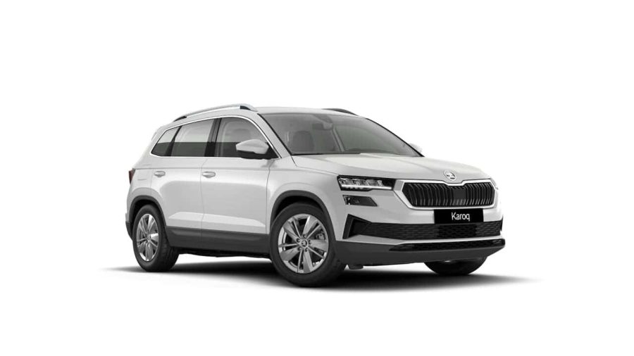 Renting Coches Skoda Karoq2.0 TDi DSG Selection 4×4 Blanco Luna, Gris Graphite