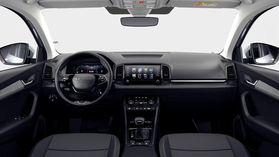 Renting Coches Skoda Karoq2.0 TDi DSG Selection 4×4 Blanco Luna, Gris Graphite