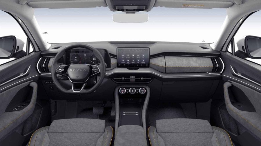 Renting Coches Skoda Kodiaq2.0 TDI DSG Selection Plata Brillante, Gris Graphite, Blanco Luna