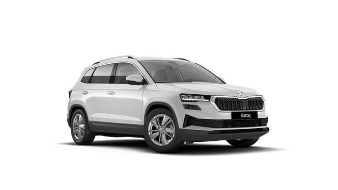 Renting Coches Skoda Karoq2.0 TDI DSG Selection Blanco Luna, Gris Graphite