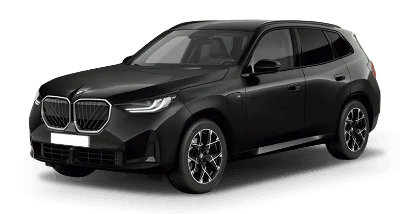 Renting Coches BMW X330e xDrive M Sport Black Sapphire, Arctic Race Blue