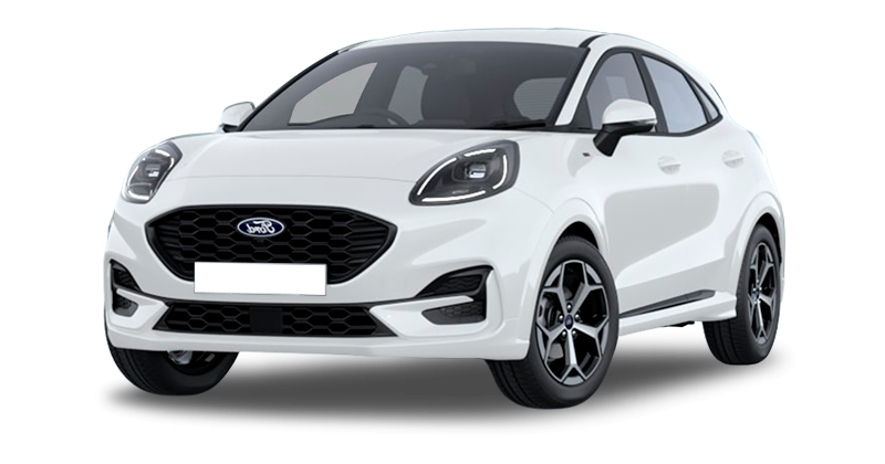 Renting Coches Ford Puma1.0 EcoBoost MHEV ST-Line Blanco, Azul Digital Aqua, Gris Cactus