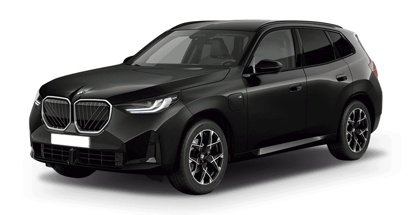 Renting Coches BMW X330e xDrive M Sport Black Sapphire, Arctic Race Blue