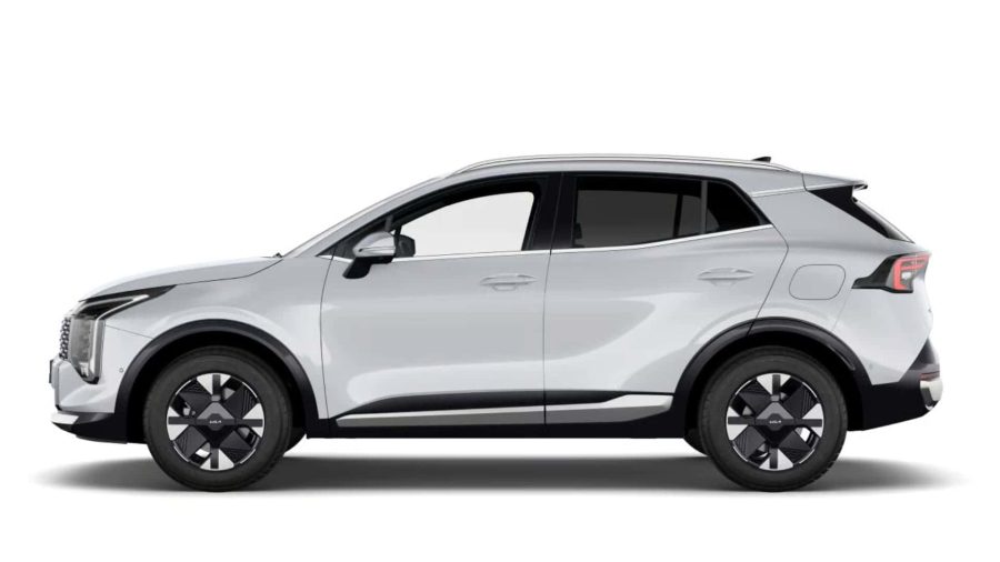 Renting Coches Kia Sportage1.6 T-GDi HEV Drive 4×2 Deluxe White, Lunar Silver, Dark Penta Metal