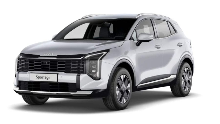 Renting Coches Kia Sportage1.6 T-GDi HEV Drive 4×2 Deluxe White, Lunar Silver, Dark Penta Metal