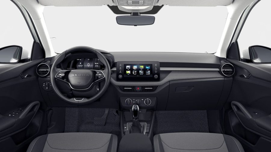Renting Coches Skoda Fabia1.0 TSI DSG Selection Blanco Luna, Gris Graphite